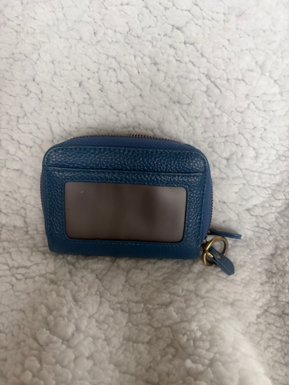 Compact Blue Leather Card Holder Wallet